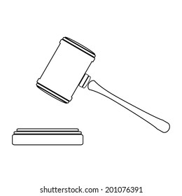 Judge gavel icon on white background.