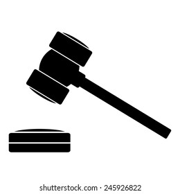 Judge gavel icon on white background. Vector illustration.