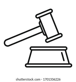 Judge gavel icon. Outline judge gavel vector icon for web design isolated on white background