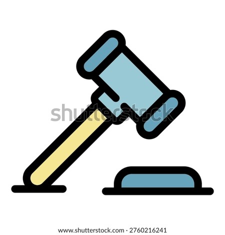 Judge gavel icon. Outline judge gavel vector icon color flat isolated