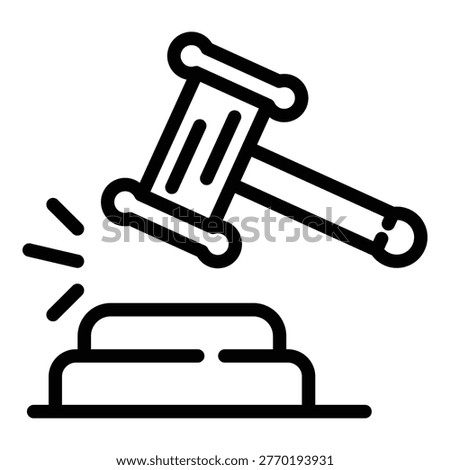 Judge gavel icon. Outline judge gavel vector icon for web design isolated on white background
