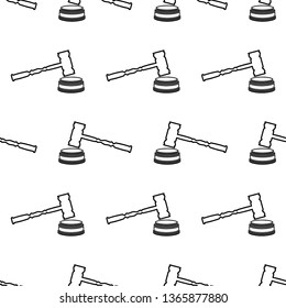 Judge Gavel Icon Seamless Pattern, Judge Hammer Icon Vector Art Illustration