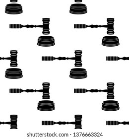 Judge Gavel Icon Seamless Pattern, Judge Hammer Icon Vector Art Illustration