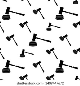 Judge Gavel Icon Seamless Pattern, Judge Hammer Icon Vector Art Illustration