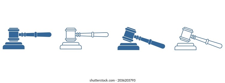 judge gavel icon set. judge gavel vector illustrations symbol