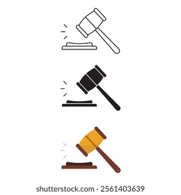 Judge Gavel Icon Set Vector Design.