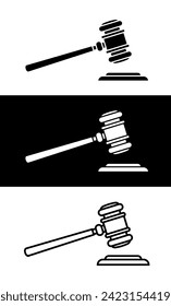 Judge gavel icon. Symbol of justice, decision, sentence or trial. Attribute of laws, lawyer or auction and bidding.