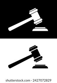 Judge gavel icon. Symbol of justice, decision, sentence or trial. Attribute of laws, lawyer or auction and bidding.