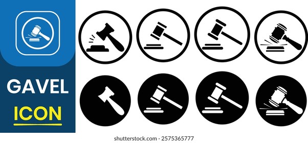 Judge gavel icon vector. Court tribunal, auction hammer, law and justice symbol. vector illustration.