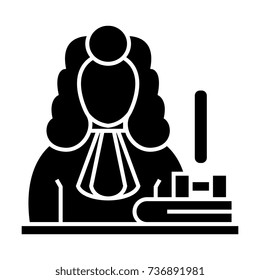judge - gavel  icon, vector illustration, black sign on isolated background