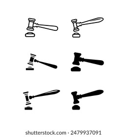 Juez martillo icono conjunto de Vector