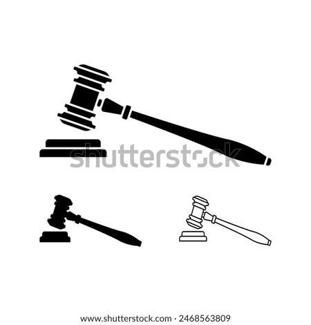 Judge gavel icon vector set