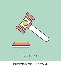 Judge gavel Icon Vector. Simple flat symbol. solid color with outline concept.