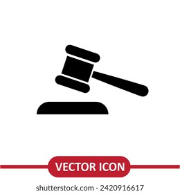 Vector de icono de martillo de juez. ilustración plana simple sobre fondo blanco..eps