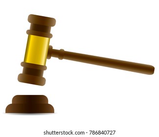 Judge gavel isolated on white photo-realistic vector illustration