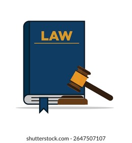 Juiz Gavel com ilustração vetor livro de lei. Design de Conceito de Elemento de Defesa