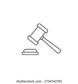 Judge gavel line Icon, Vector Simple illustration isolated on white background.