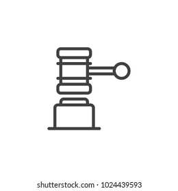 Judge gavel outline icon. linear style sign for mobile concept and web design. Law simple line vector icon. Auction symbol, logo illustration. Pixel perfect vector graphics