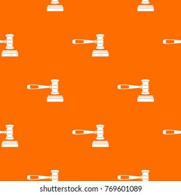 Judge gavel pattern repeat seamless in orange color for any design. Vector geometric illustration