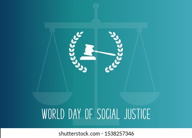  Judge gavel and scales. Vector illustration of World Day of social justice on February 20