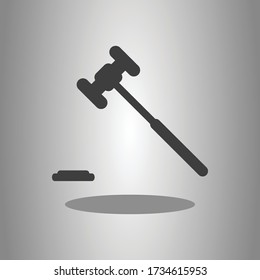 Juez gavel simple vector de icono con sombra. Diseño plano  