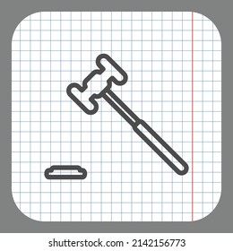 Judge gavel simple icon vector. Flat desing. On graph paper. Grey background.ai