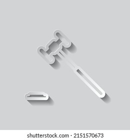 Judge gavel simple icon vector. Flat design. Paper style with shadow. Gray background.ai