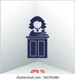 Judge with gavel vector icon