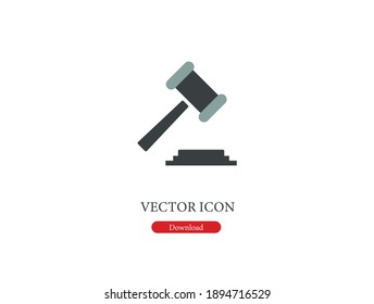 Vector de icono de martillo de juez. Signo de estilo lineal para concepto móvil y diseño web. Ilustración del símbolo del martillo del juez. Gráficos vectoriales de píxeles - Vector