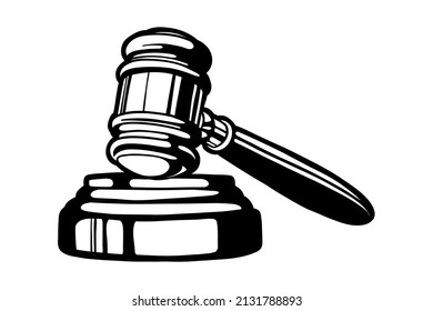 Judge gavel vector illustration - Hand drawn