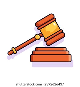 Judge Gavel Vivid Flat Image. Perfect for different cards, textile, web sites, apps 