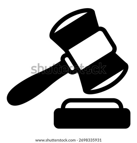 Judge gavel and wooden board solid icon, jurisprudence concept. Vector graphics. Wooden hammer, justice sign on white background, glyph style icon for mobile or web design