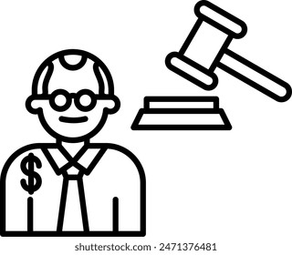 Judge Giving Order Vector Line Icon Design