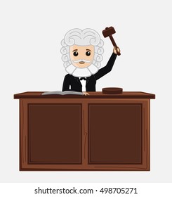 Judge Giving Verdict By Hitting Mallet At Desk