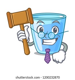 Judge glass of mineral water on cartoon