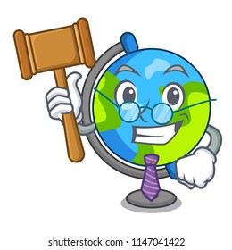 Judge globe mascot cartoon style