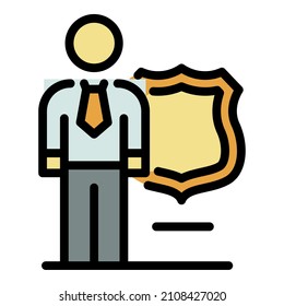 Judge guard icon. Outline judge guard vector icon color flat isolated