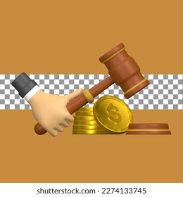 judge hammer in 3d illustration