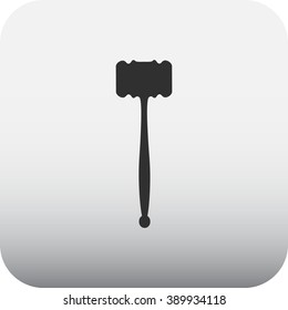 Judge hammer auction simple icon on square background