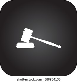 Judge hammer auction simple icon on square   background