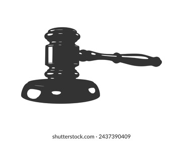 judge hammer. black isolated white background