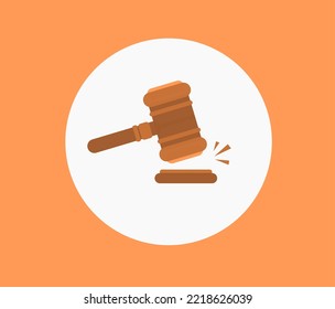 Judge hammer block style icon design concept