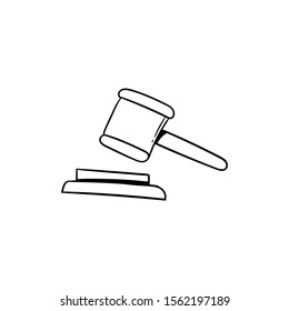 judge hammer doodle icon vector hand drawing 