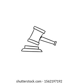judge hammer doodle icon vector hand drawing 