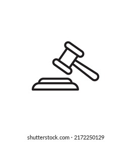 Judge hammer flat vector icon. Court symbol