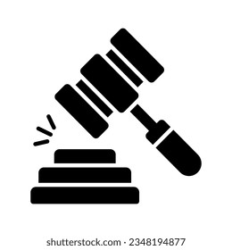 Judge hammer and gavel, insurance law icon, commercial law, legal advice for business, auction vector