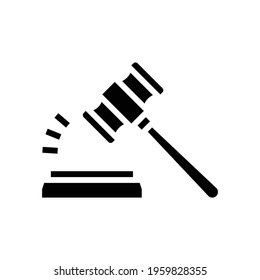judge hammer glyph icon vector. judge hammer sign. isolated contour symbol black illustration