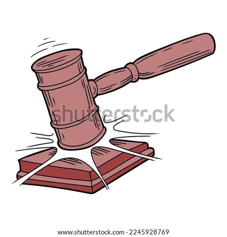judge hammer hand draw vector