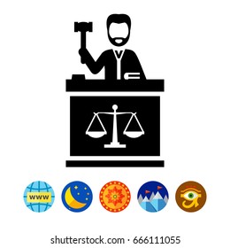 Judge with Hammer Icon