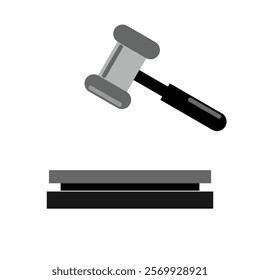 judge hammer icon with black and gray color gradation